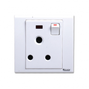 CLICK-TULIP-3 PIN ROUND SOCKET WITH SWITCH,15A